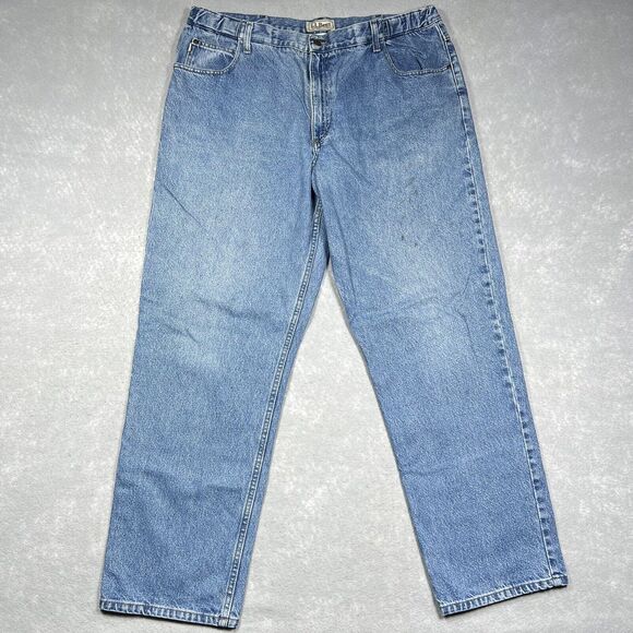 LL Bean Jeans Mens 40x31 Blue Relaxed Straight Adjustable Comfort Waist Denim - Picture 1 of 10